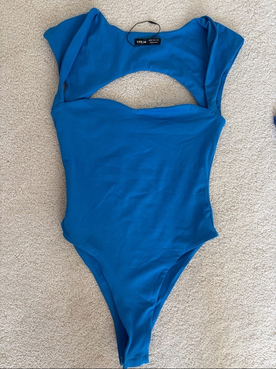 SHEIN Tops - SHEIN Electric Blue Cutout One-Piece Bodysuit